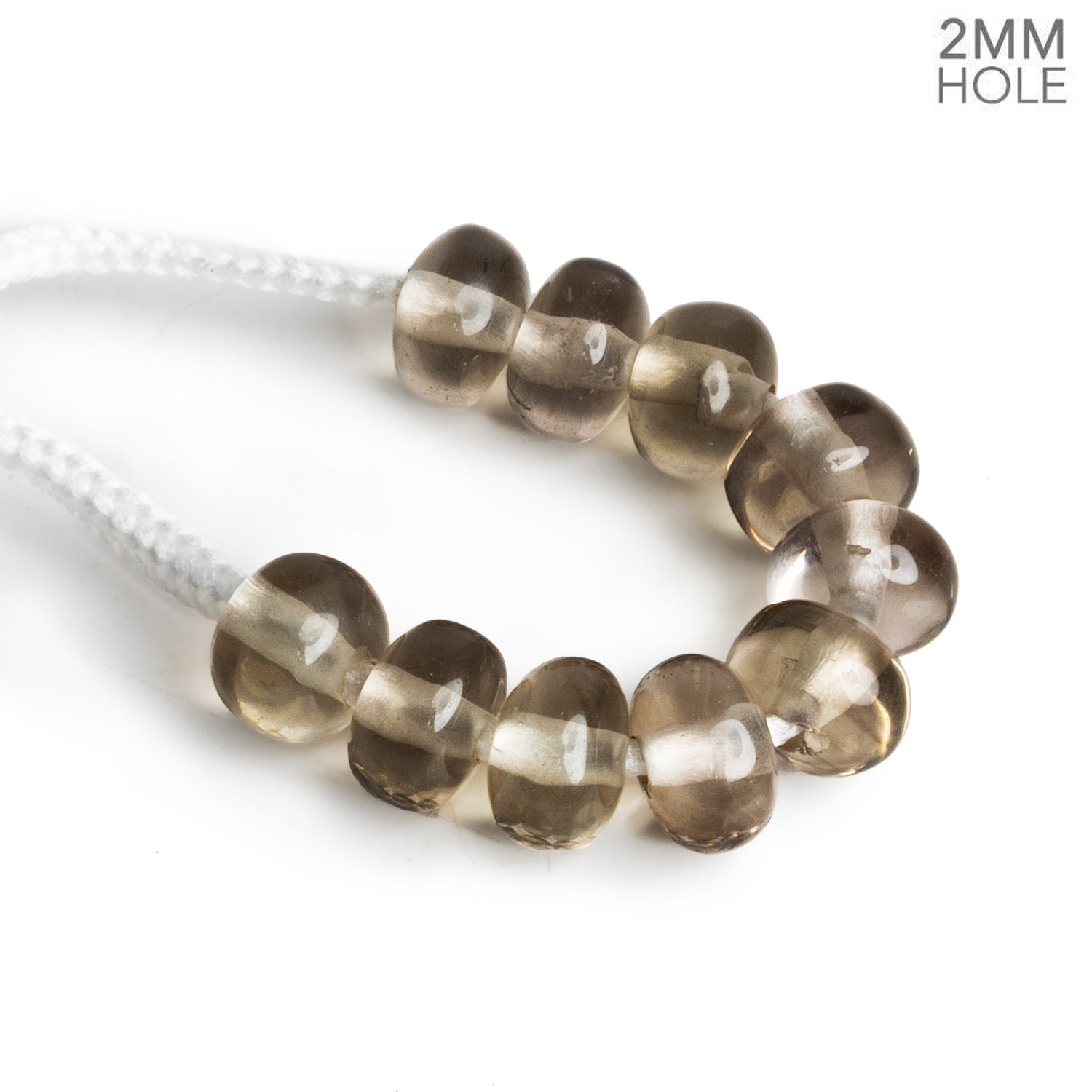 9 - 12mm Light Smoky Quartz 2mm Large Hole Rondelles 10 Beads - The Bead Traders