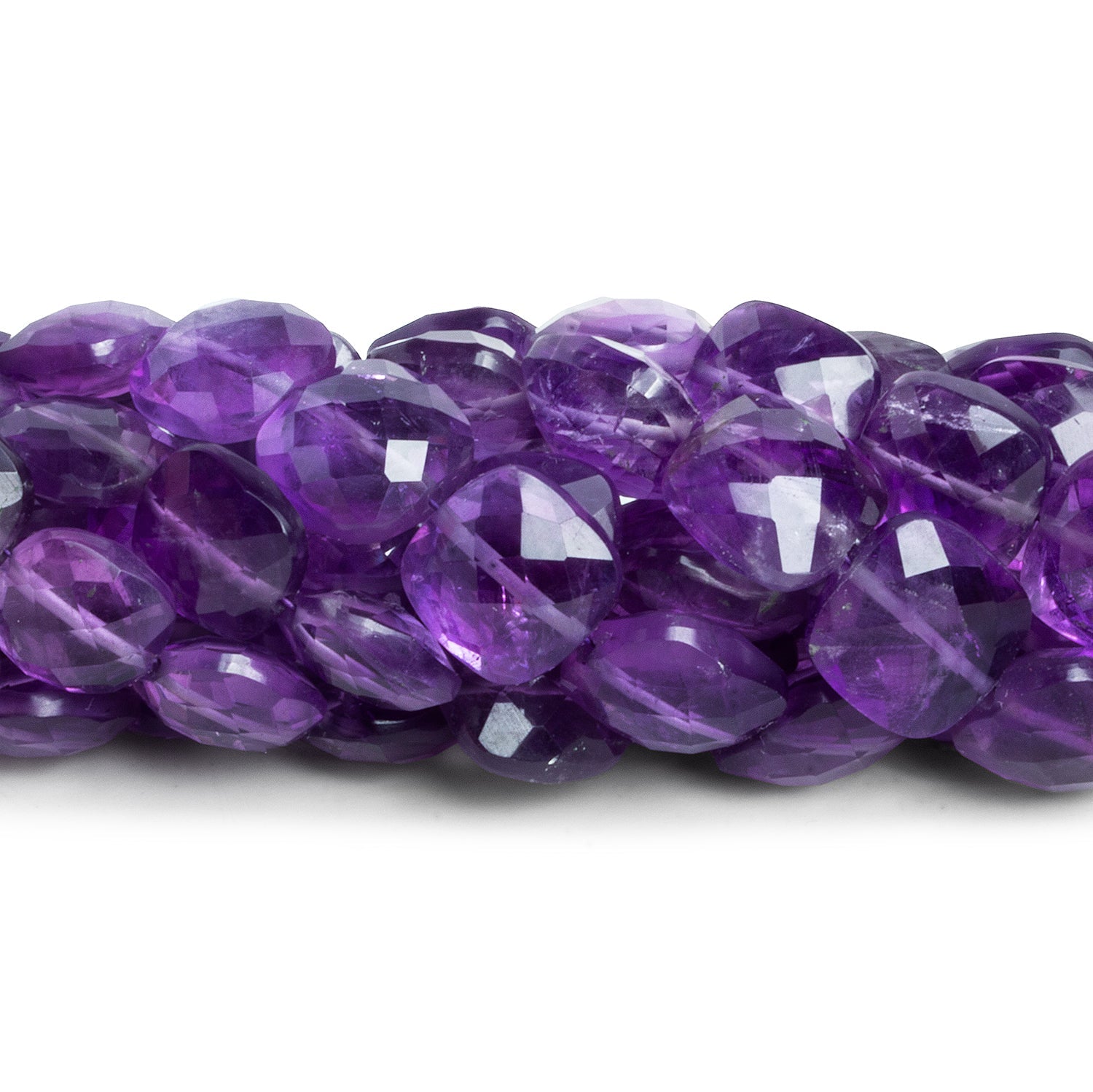 9 - 14mm Amethyst Faceted Cushions 15 inch 33 beads - The Bead Traders
