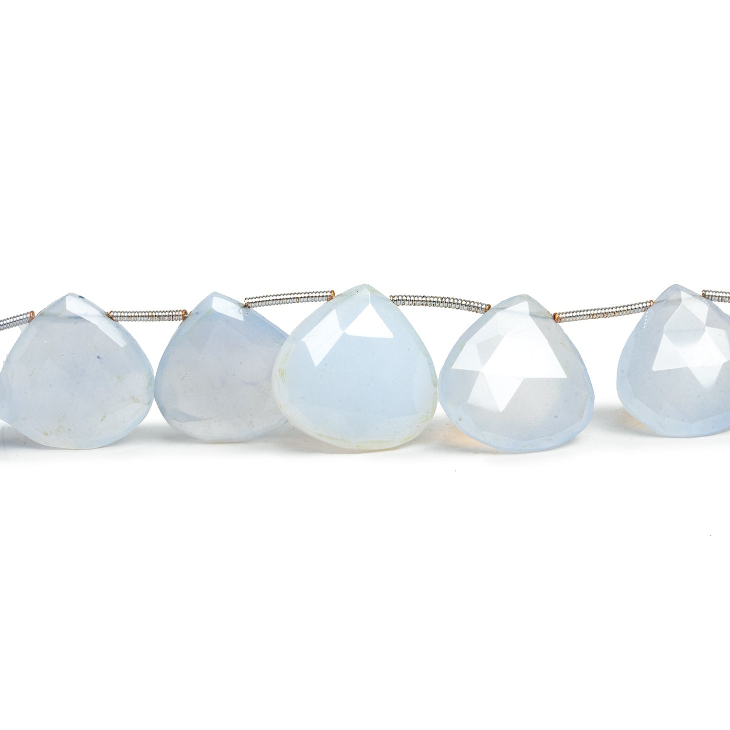 9-19mm Turkish Natural Chalcedony Hearts & Pears 9 inch 15 beads - The Bead Traders