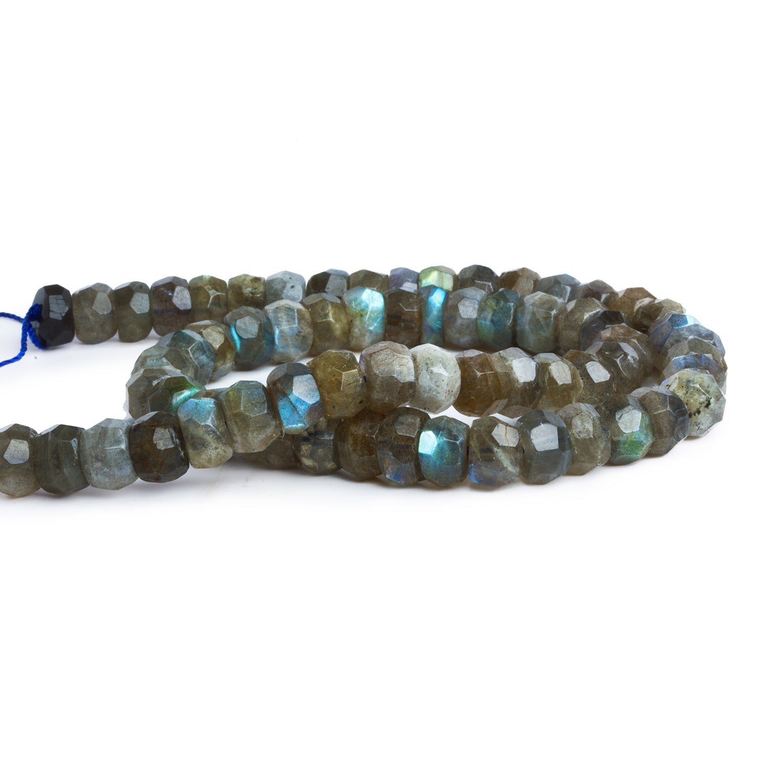 9mm Labradorite Handcut Faceted Rondelles 16 inch 65 beads - The Bead Traders