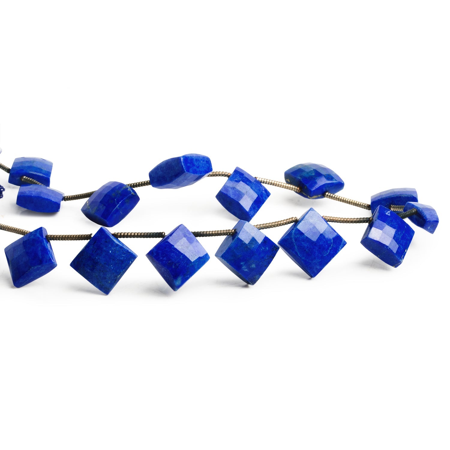 9mm Lapis Lazuli Faceted Squares 8 inch 15 beads - The Bead Traders