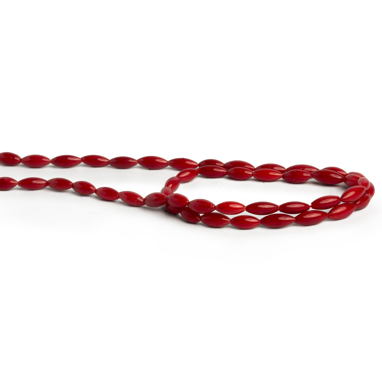 9x3mm Red Coral Rice 16 inch 50 beads - The Bead Traders