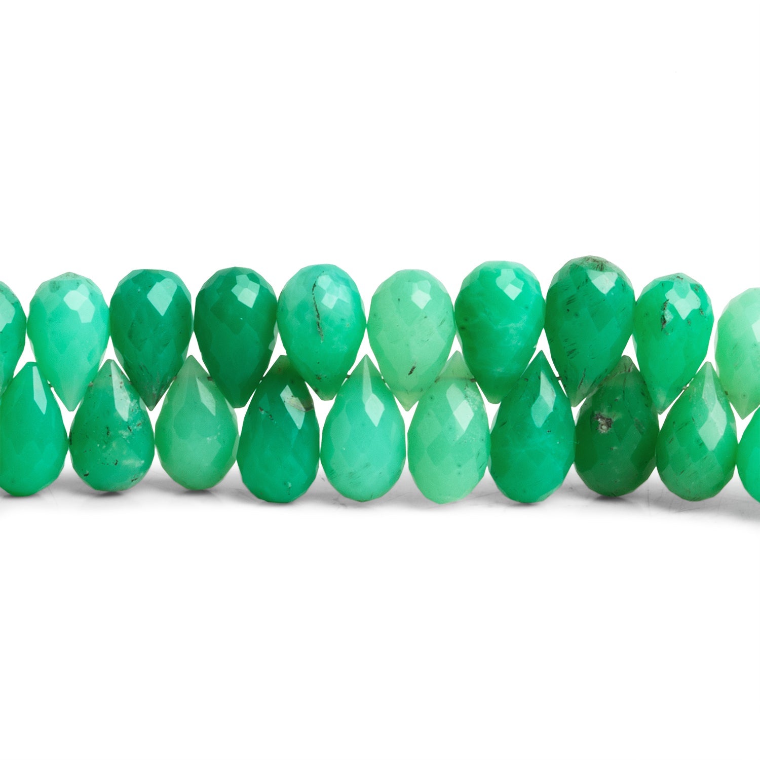 9x5mm Chrysoprase Faceted Teardrops 8 inch 75 beads - The Bead Traders