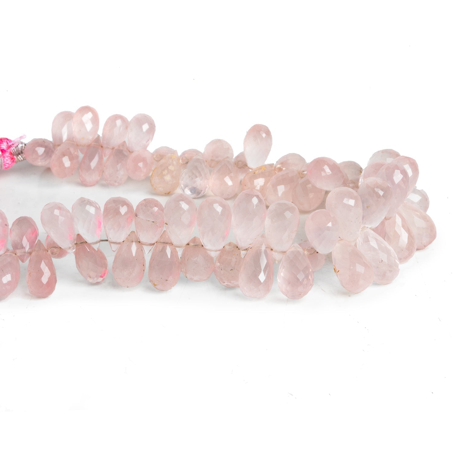 9x5mm Rose Quartz Faceted Teardrops 6 inch 60 beads - The Bead Traders