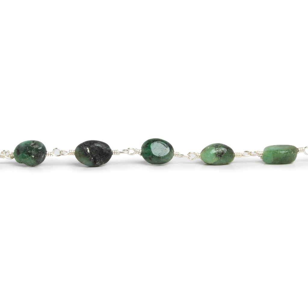 9x6mm Brazilian Emerald Nugget Silver Chain 20 beads - The Bead Traders