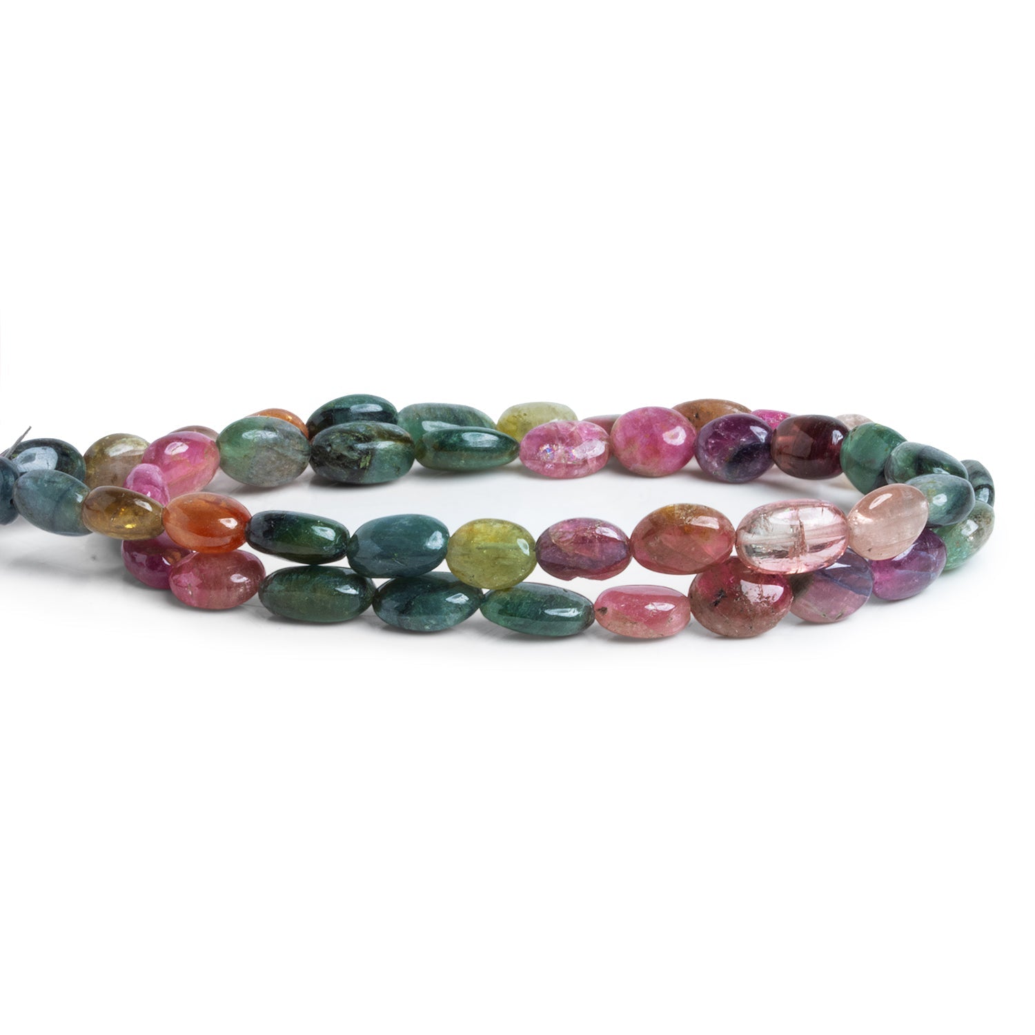 9x6mm Multicolor Tourmaline Plain Ovals 14 inch 45 beads - The Bead Traders