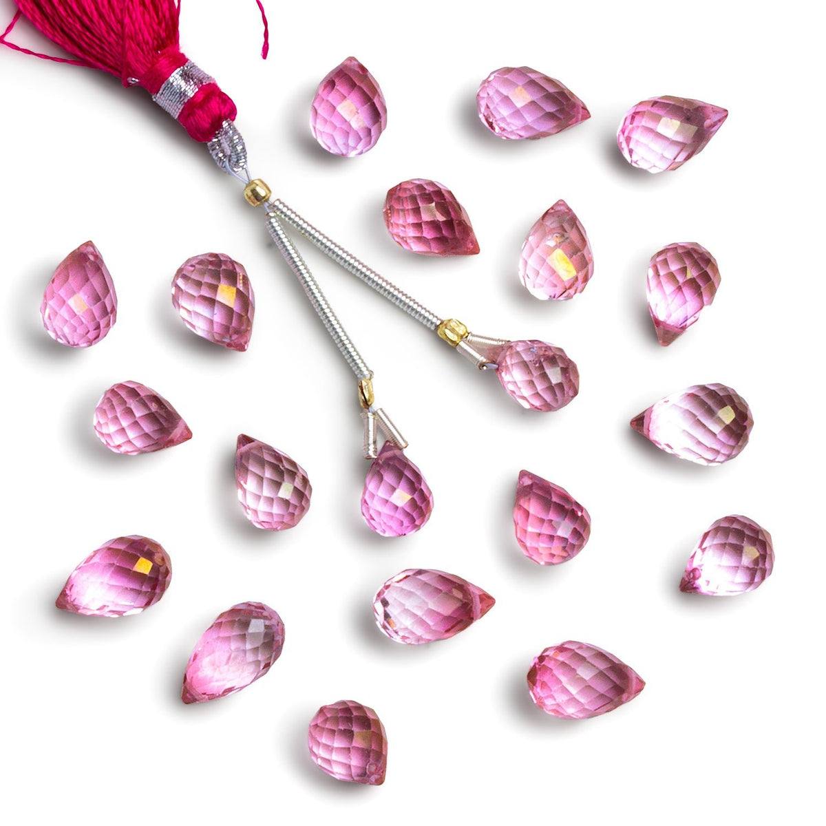 9x6mm Mystic Pink Topaz Teardrop Focals 2 Beads - The Bead Traders