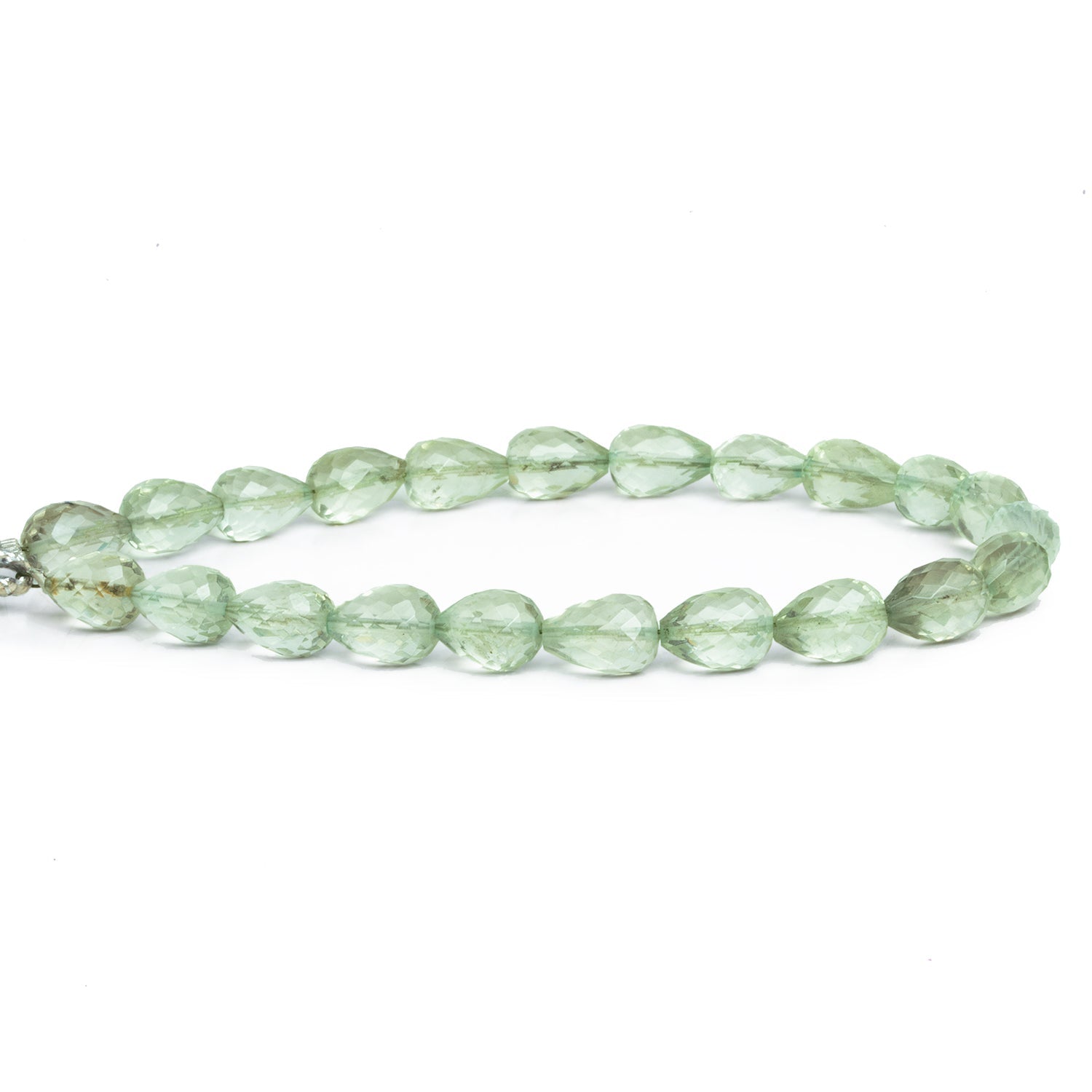 9x6mm Prasiolite Faceted Teardrops 7.5 inch 21 beads - The Bead Traders
