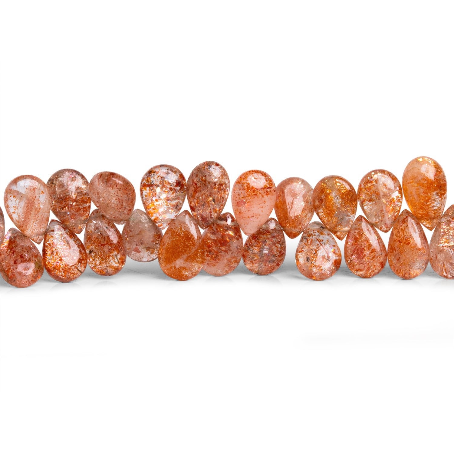 9x6mm Sunstone Plain Pears 9.5 inch 70 beads - The Bead Traders