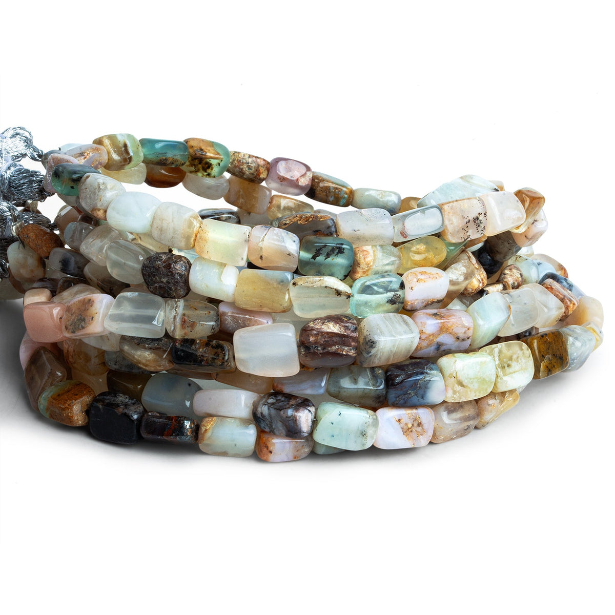 9x7mm Blue Peruvian Opal Plain Rectangles 16 inch 48 beads - The Bead Traders