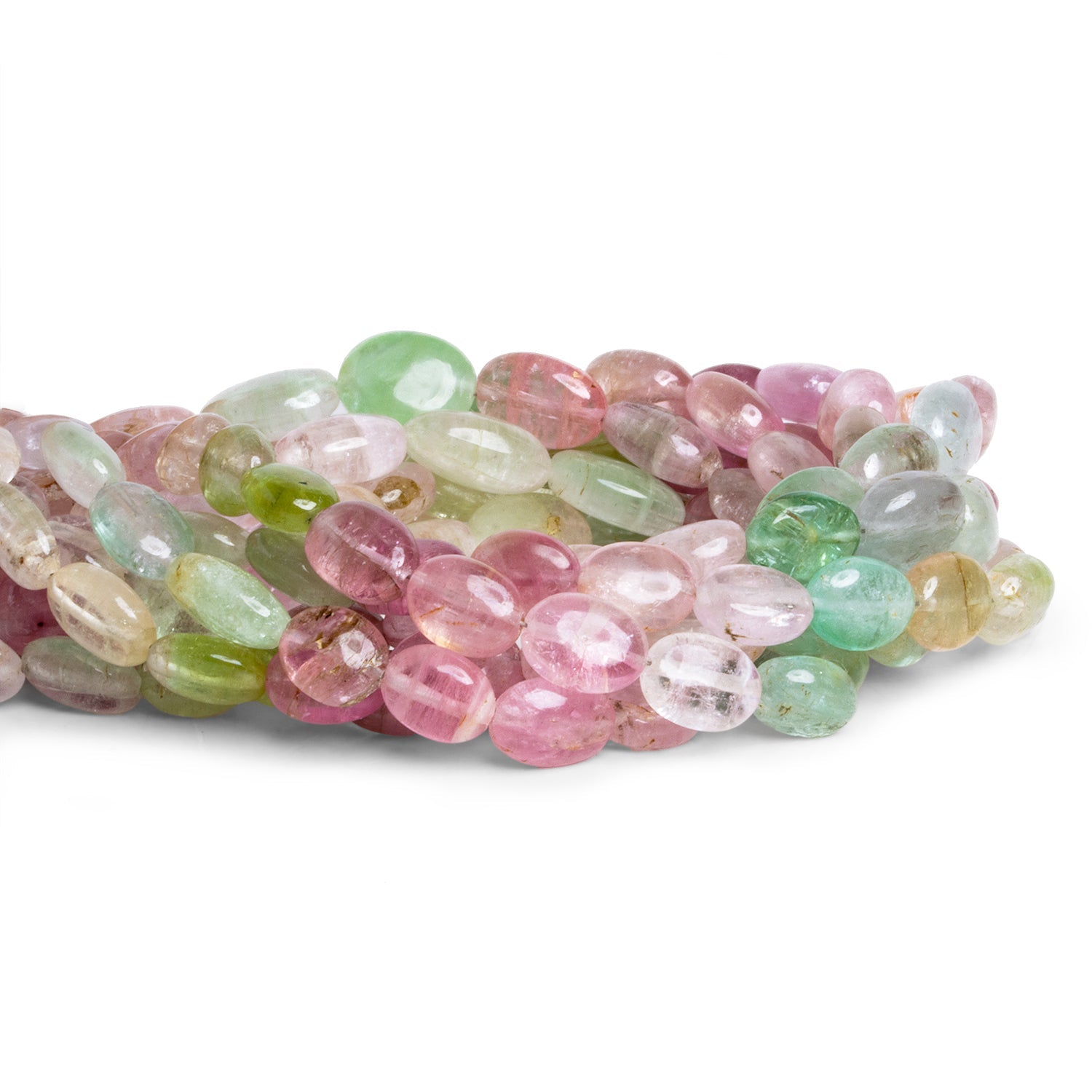 9x7mm Multicolor Afghani Tourmaline Plain Ovals 16 inch 43 beads - The Bead Traders