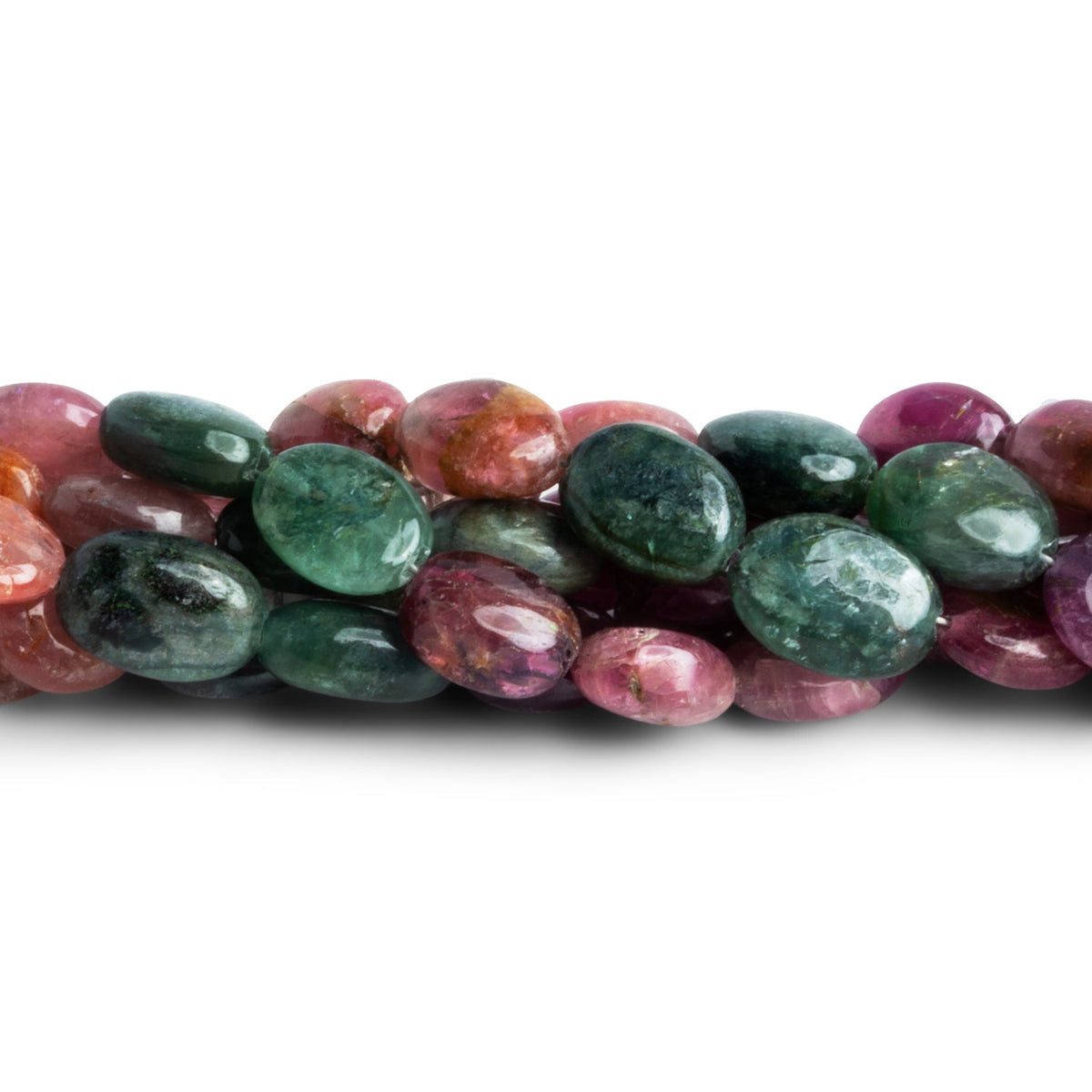 9x7mm Multicolor Tourmaline Plain Ovals 14 inch 41 beads - The Bead Traders