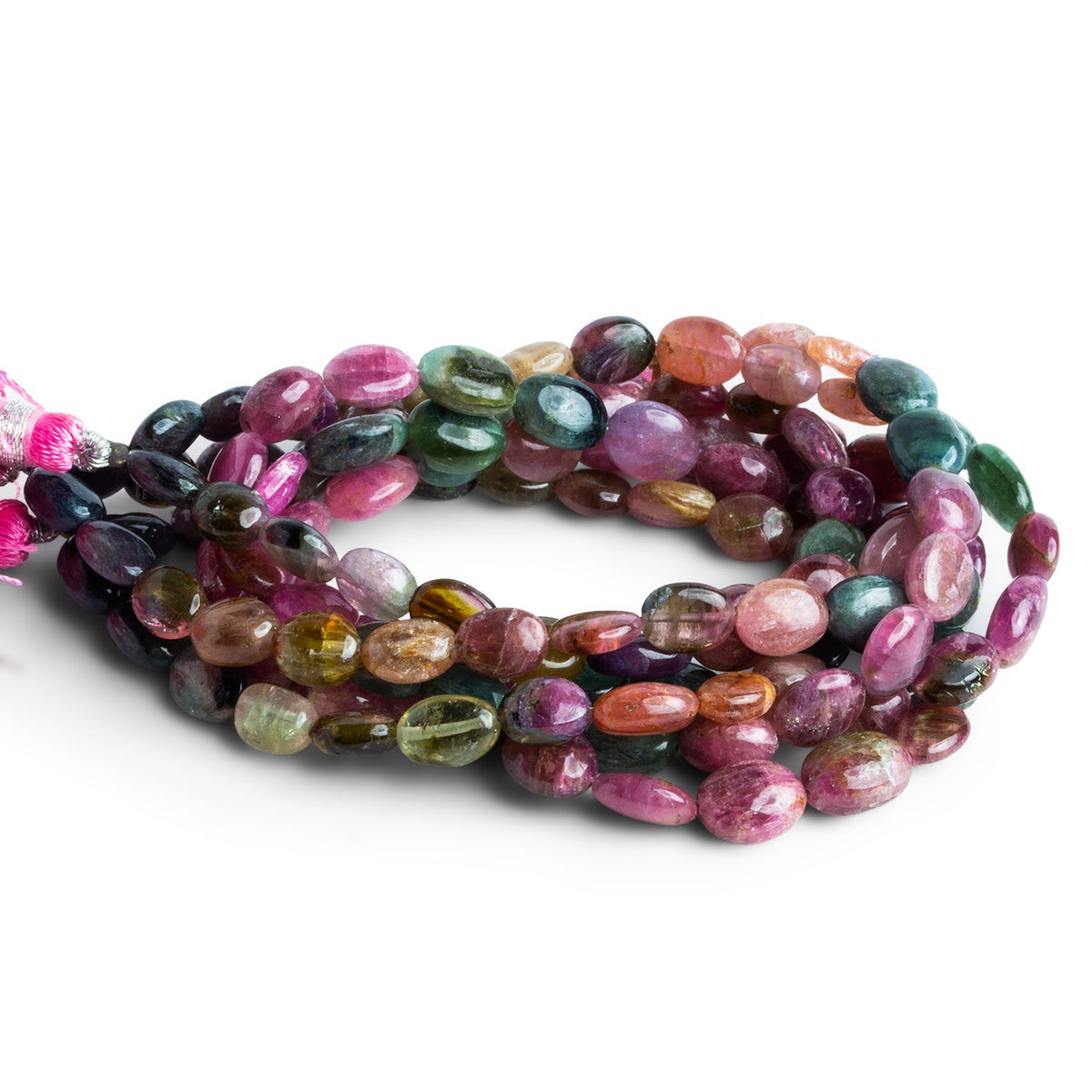 9x7mm Multicolor Tourmaline Plain Ovals 14 inch 41 beads - The Bead Traders