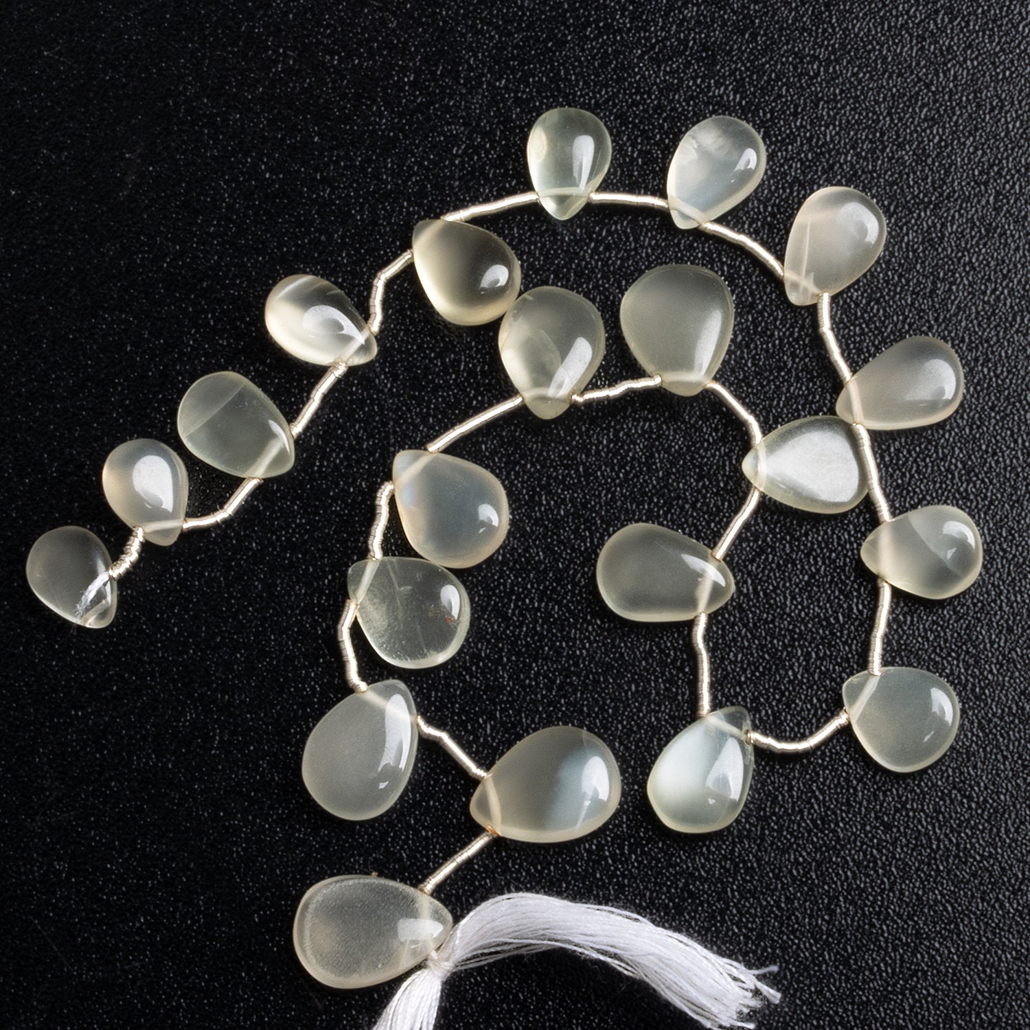 9x7mm White Moonstone Plain Pears 10 inch 21 beads - The Bead Traders