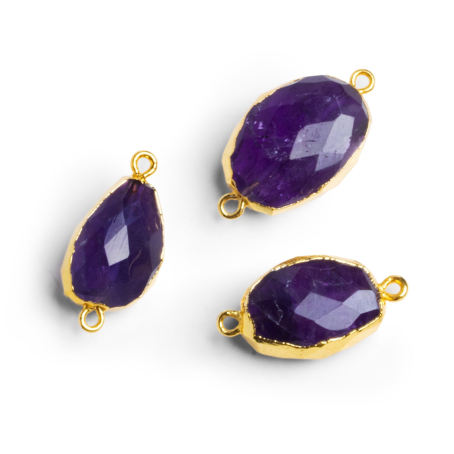 Amethyst Gold Leafed Connectors - Lot of 3 - The Bead Traders