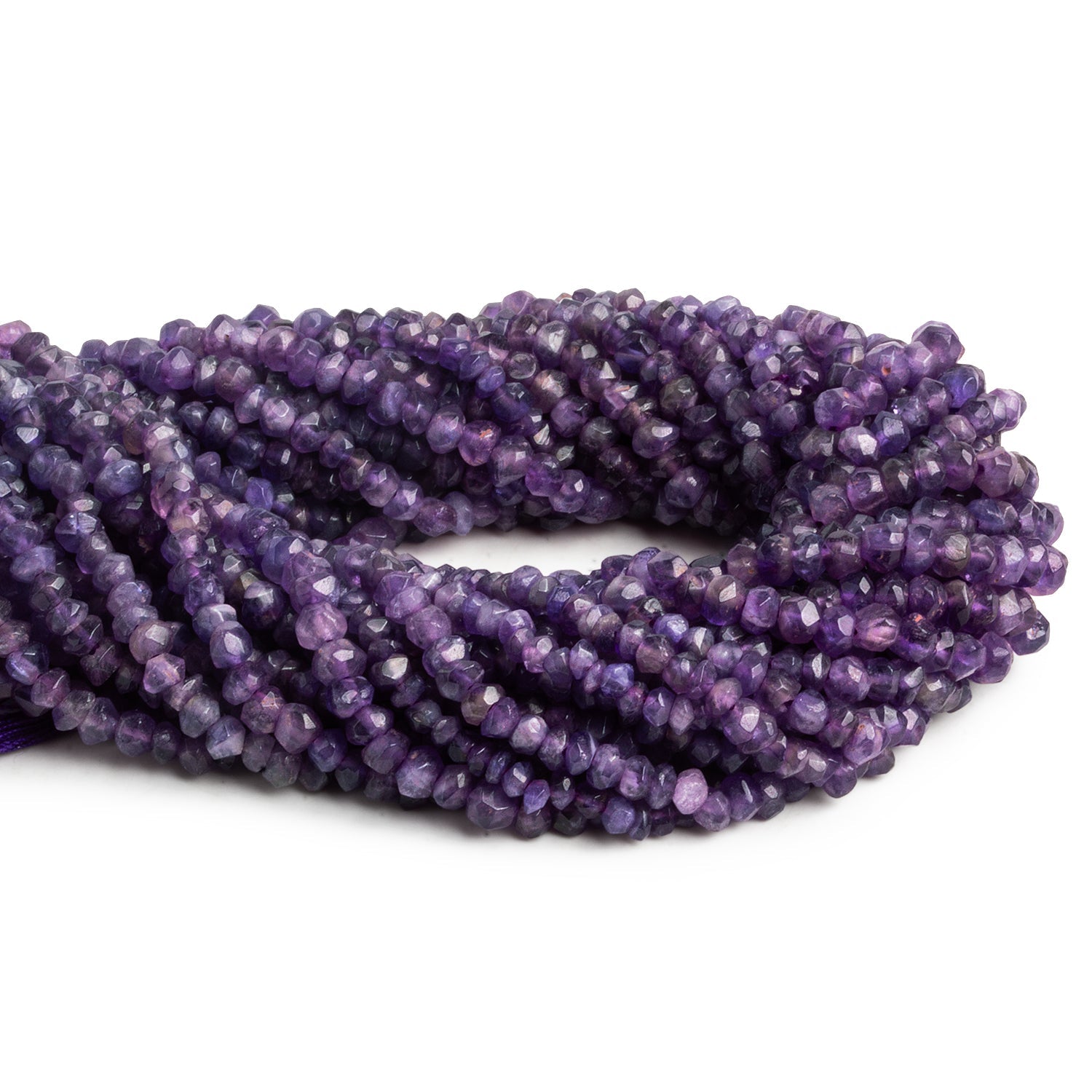 Amethyst Hand Cut Rondelles - Lot of 18 Strands - The Bead Traders