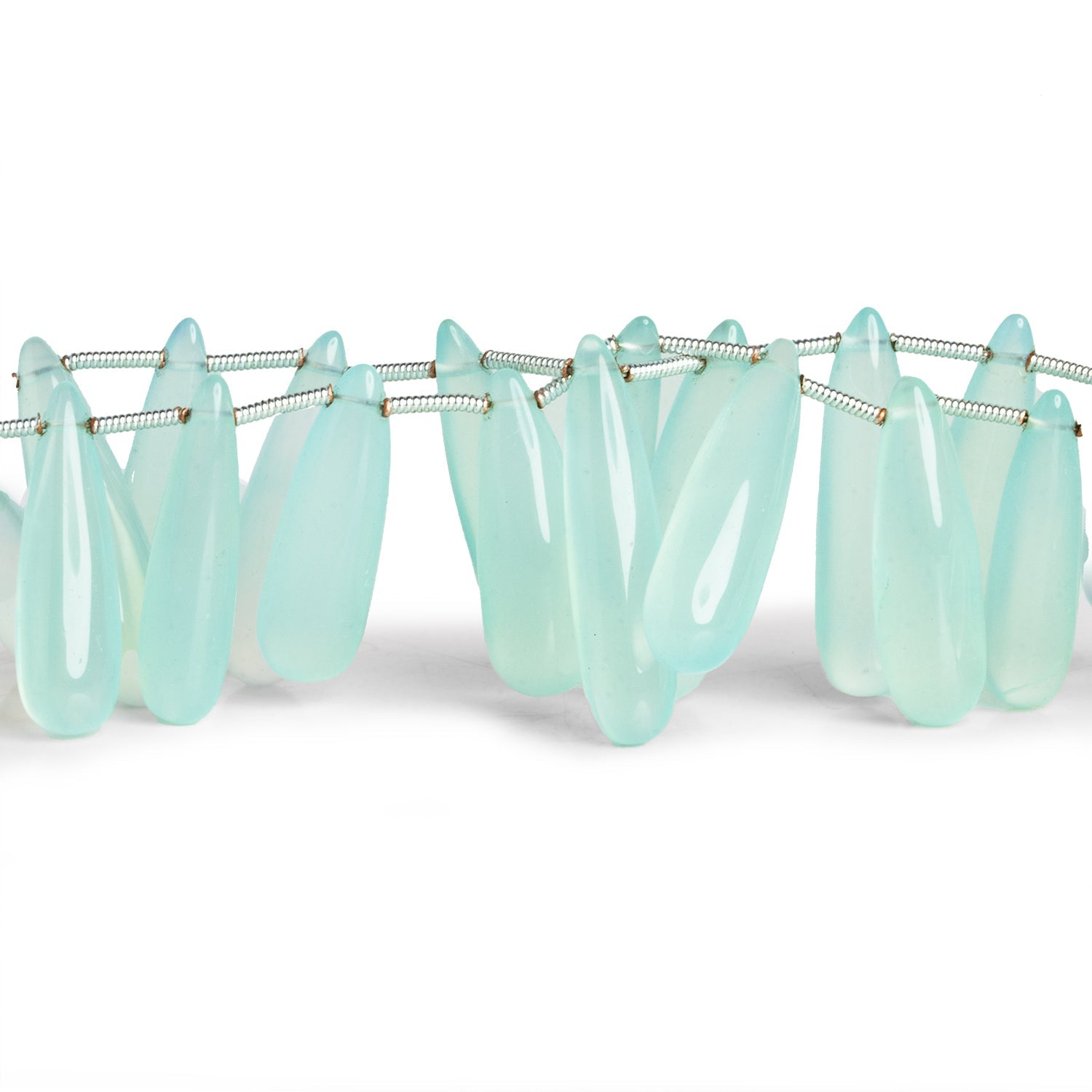 Blue Chalcedony Plain Teardrops 8 inch 21 beads - The Bead Traders