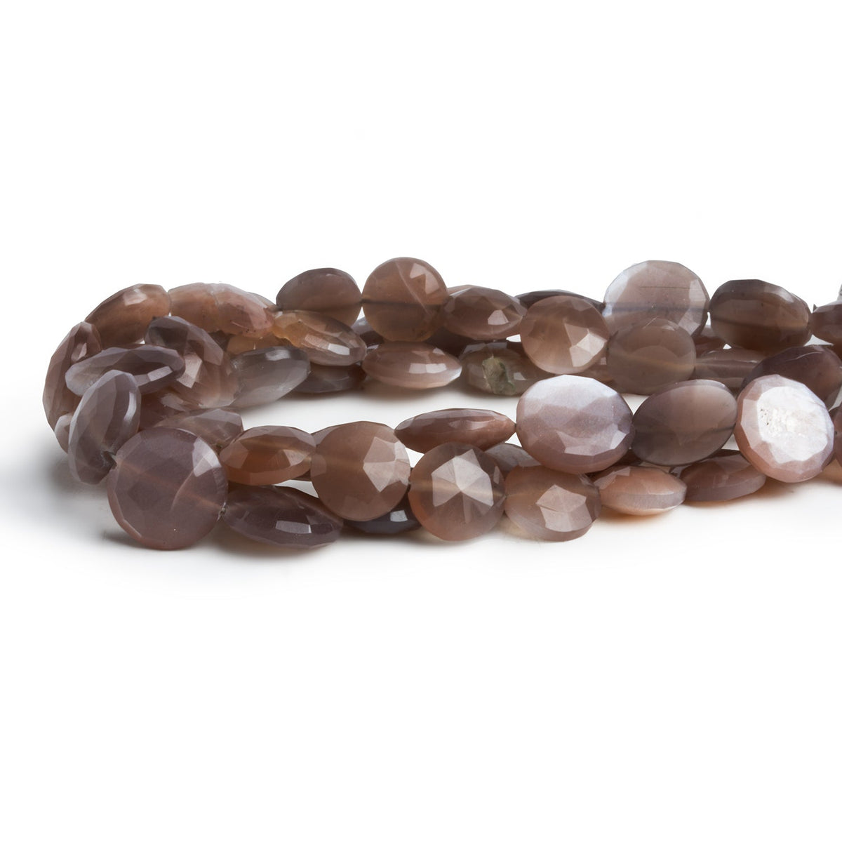 Chocolate Moonstone Faceted Coins - Lot of 3 Strands - The Bead Traders