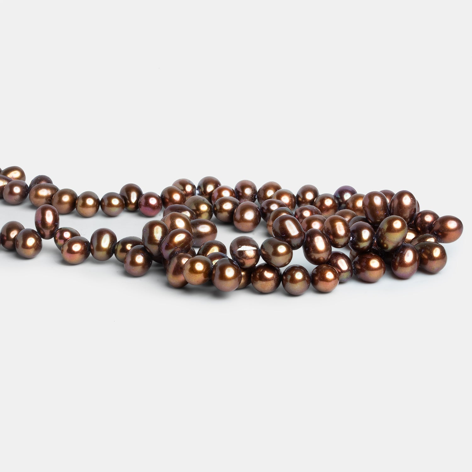 Copper Brown Top Drilled Oval Freshwater Pearls 16 inch 77 pcs - The Bead Traders