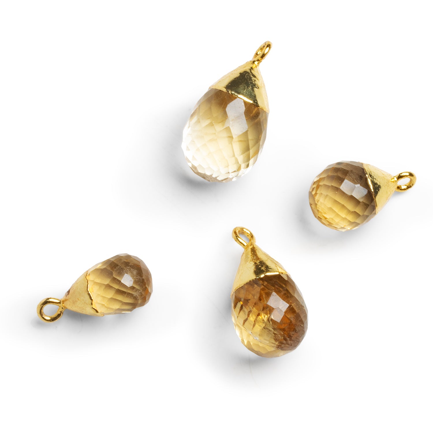 Gold Leafed Citrine Teardrop Pendants - Lot of 4 - The Bead Traders