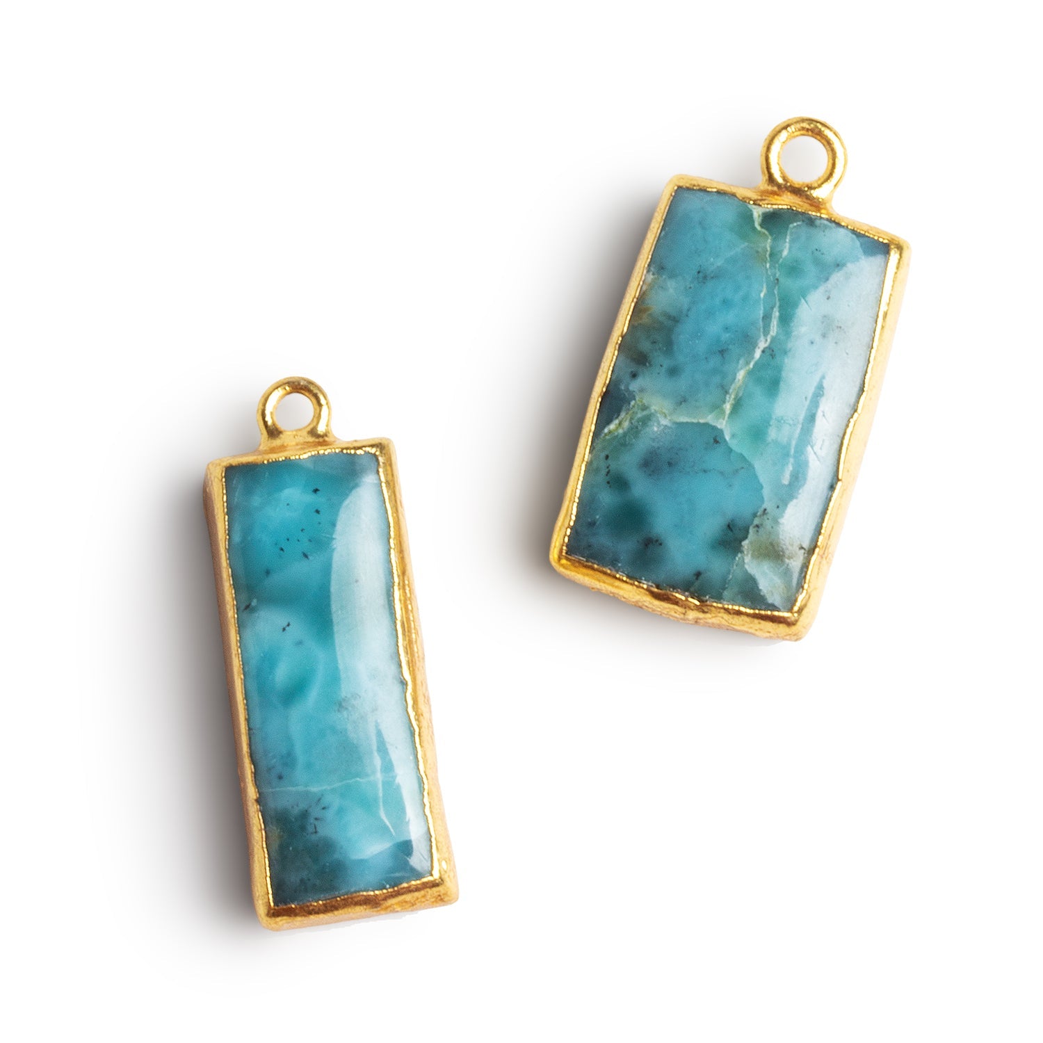 Gold Leafed Larimar Pendants - Lot of 2 Beads - The Bead Traders