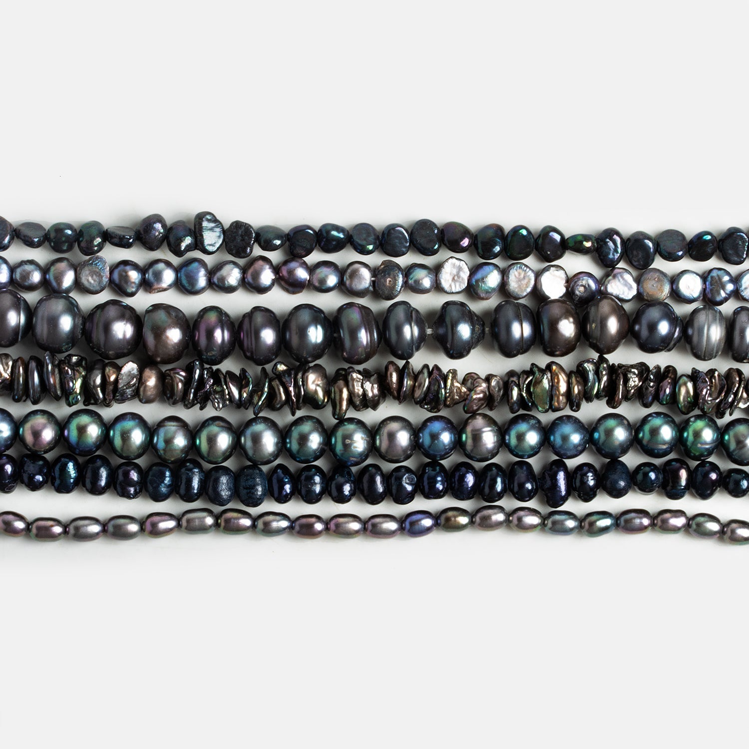 Peacock Blues Pearls - Lot of 7 - The Bead Traders