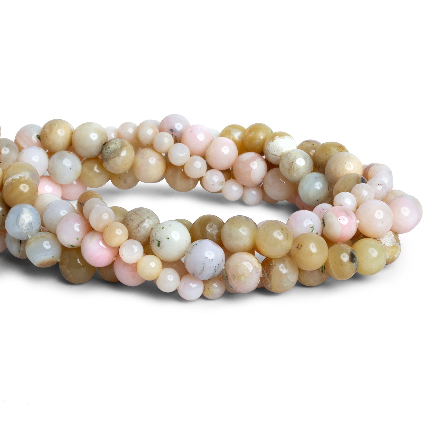 Pink Peruvian Opal Rounds - Lot of 4 Strands - The Bead Traders