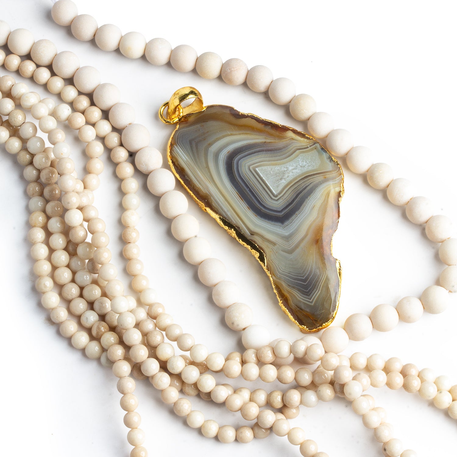Riverstone Jasper & Leafed Agate Pendant Set - The Bead Traders