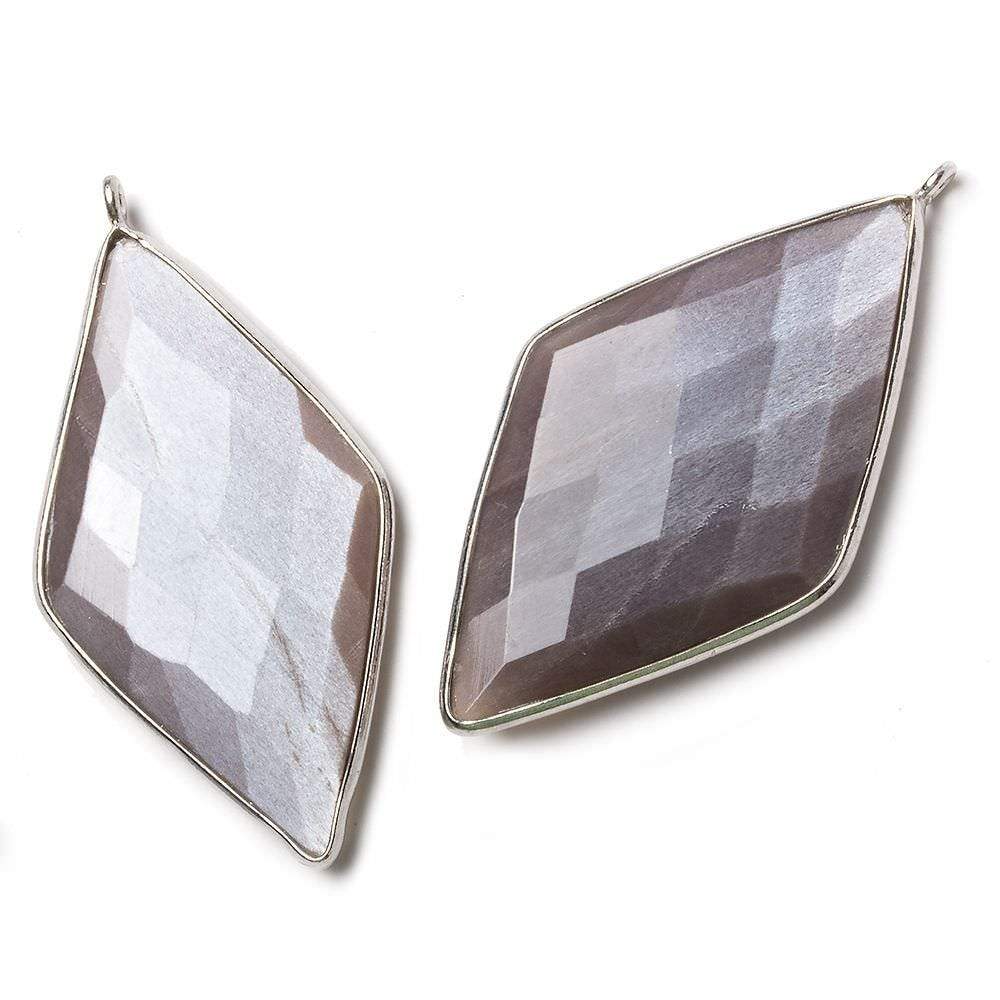 Silver Bezel Chocolate Moonstone faceted Kite Pendant 1 piece - The Bead Traders