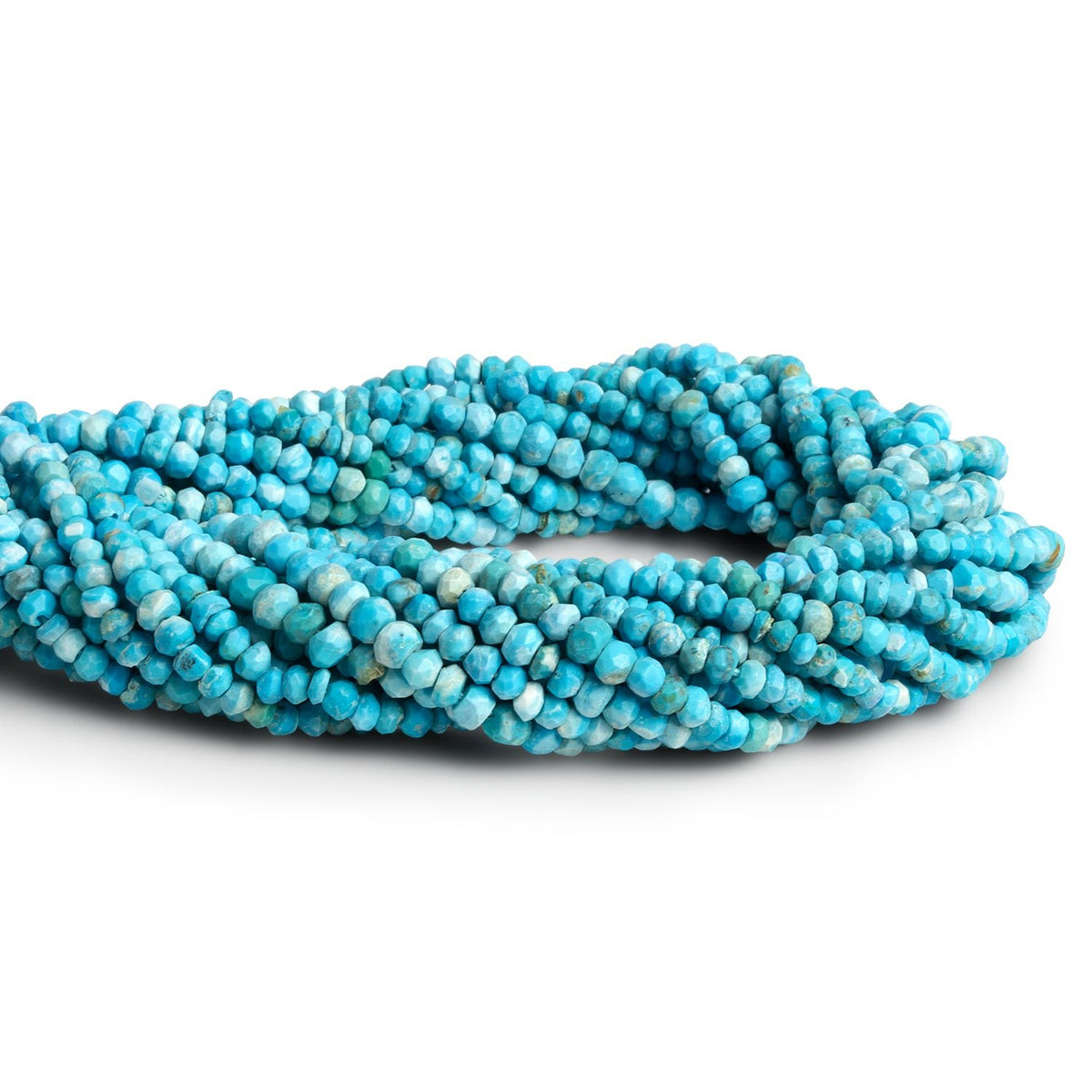 Turquoise Howlite Faceted Rondelles - Lot of 17 Strands - The Bead Traders