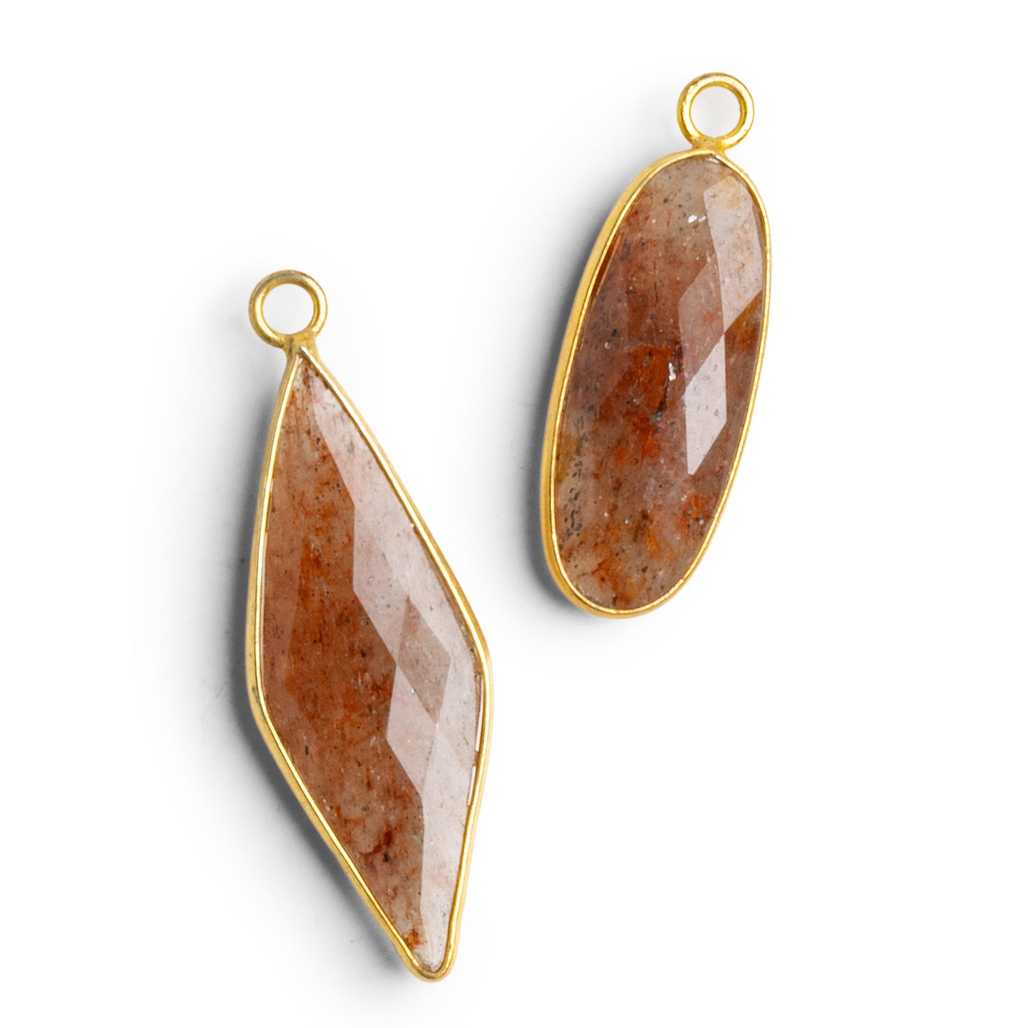Vermeil Bezeled Black Moss Quartz Pendants - Lot of 2 - The Bead Traders