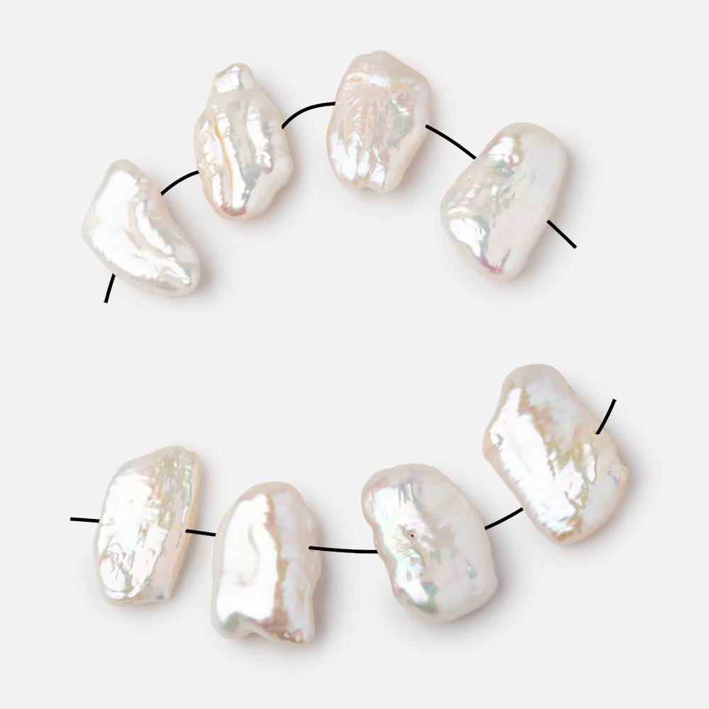 White Biwa Center Drilled Freshwater Pearl Focals - Set of 4 - The Bead Traders