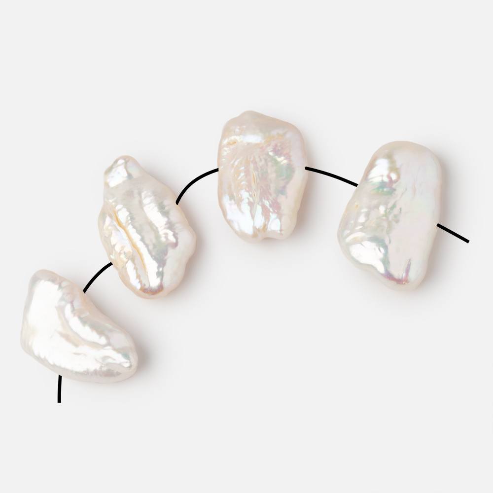 White Biwa Center Drilled Freshwater Pearl Focals - Set of 4 - The Bead Traders