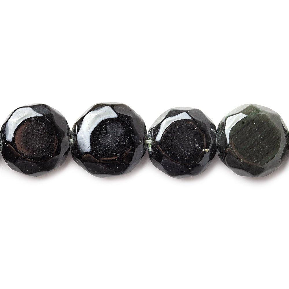 10-11mm Rainbow Obsidian Faceted Coin Beads 15 inch 34 pieces - The Bead Traders