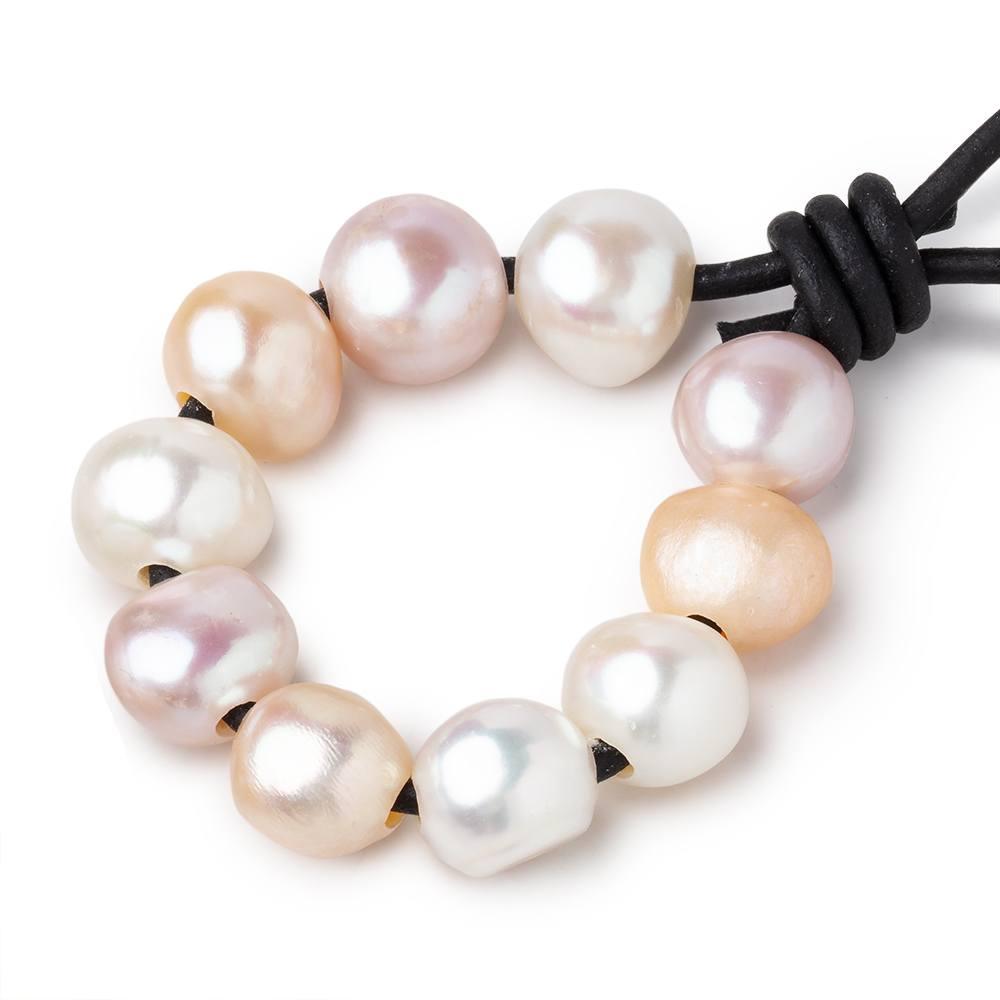 10-11mm Tri-Color Baroque Large Hole Pearls 10 beads - The Bead Traders