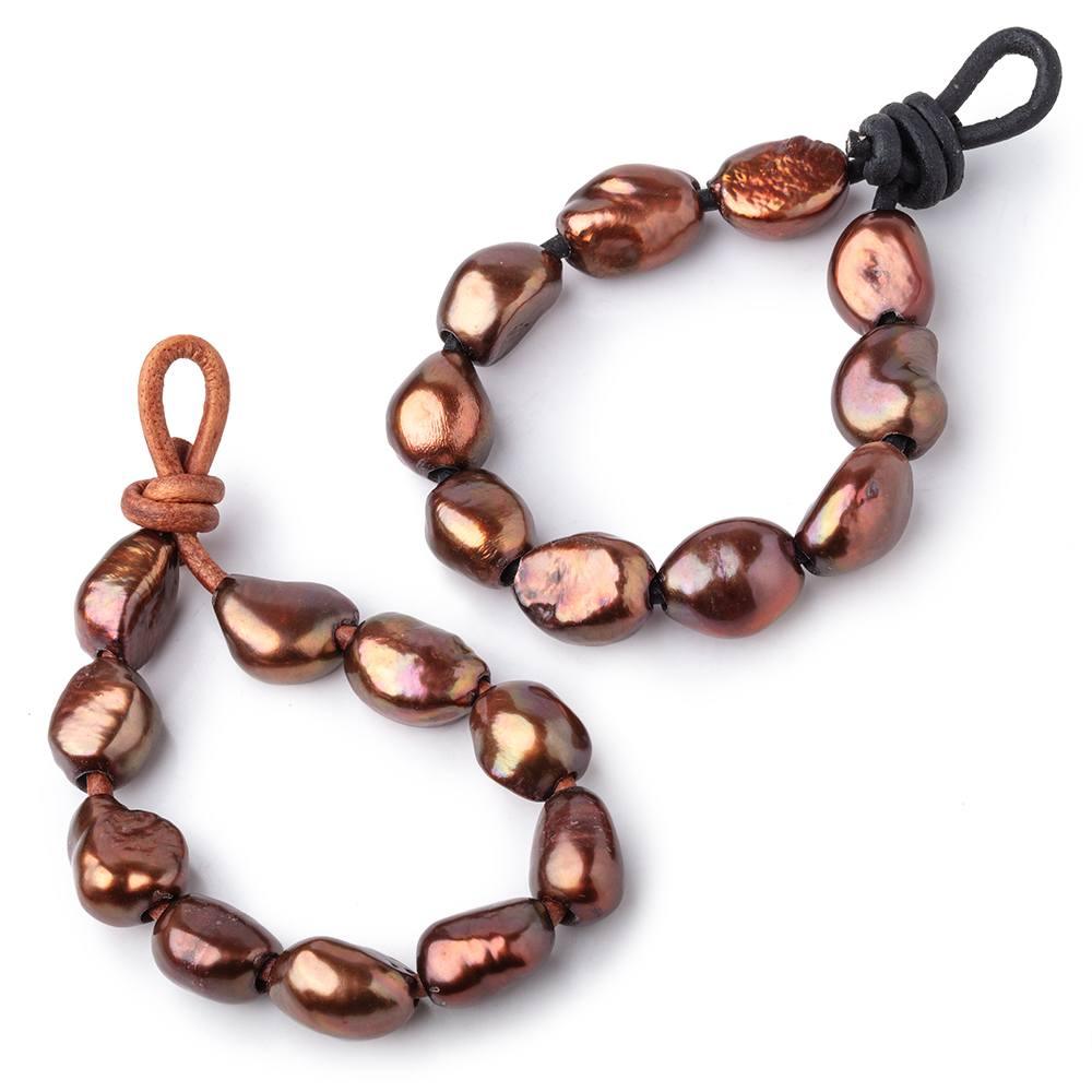 10-12mm Reddish Brown Baroque large hole Pearls 10 pieces - The Bead Traders