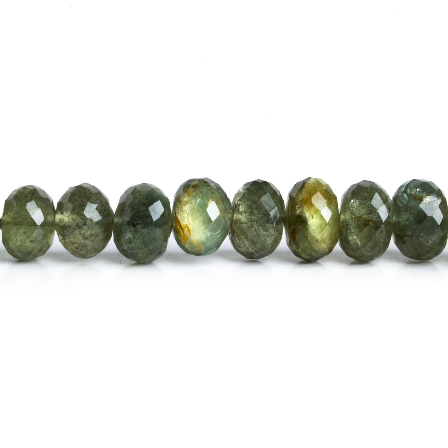 10-13mm Moss Aquamarine Faceted Rondelles 8 inch 28 beads - The Bead Traders