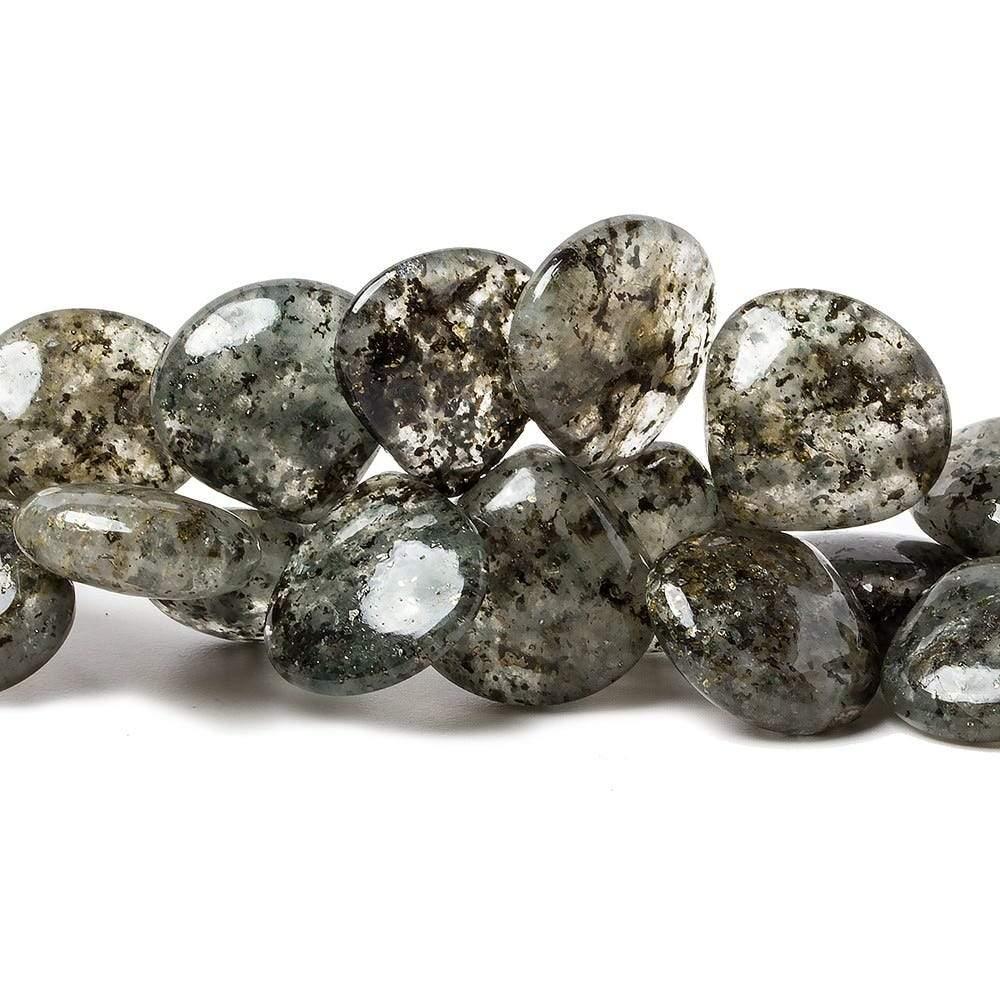 10-14mm Moss Quartz Plain Hearts 8.5 inch 49 pieces - The Bead Traders