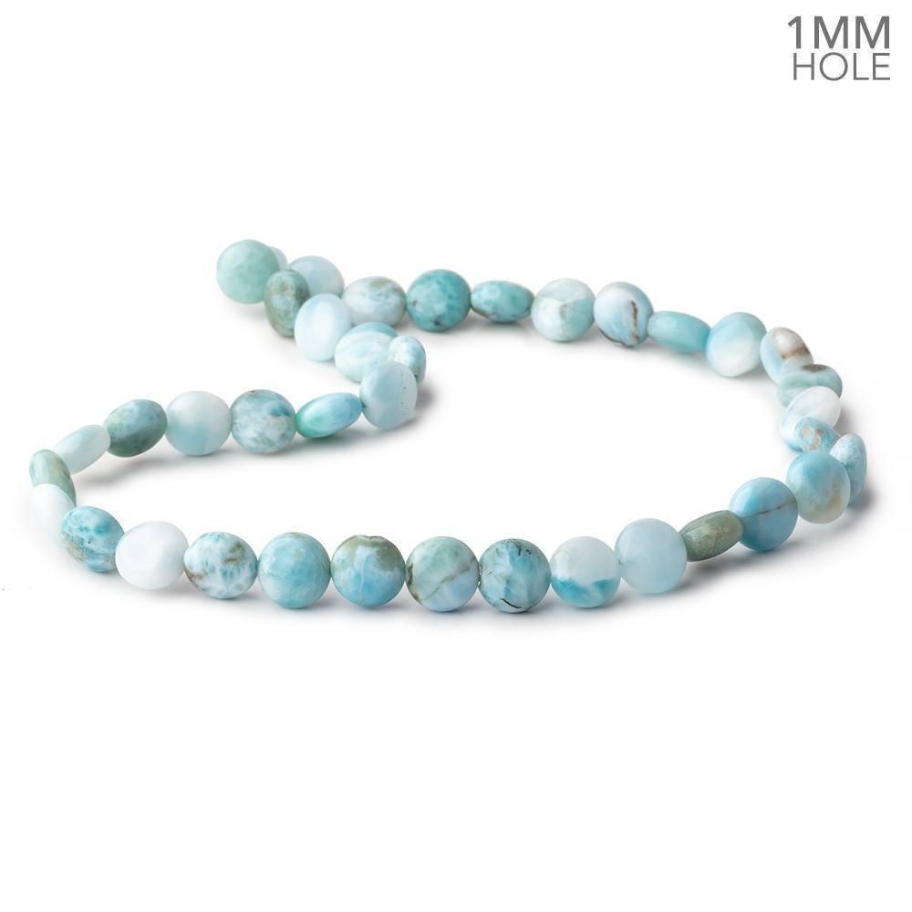 10.5mm Larimar plain coin beads 15 inch 39 pieces - The Bead Traders