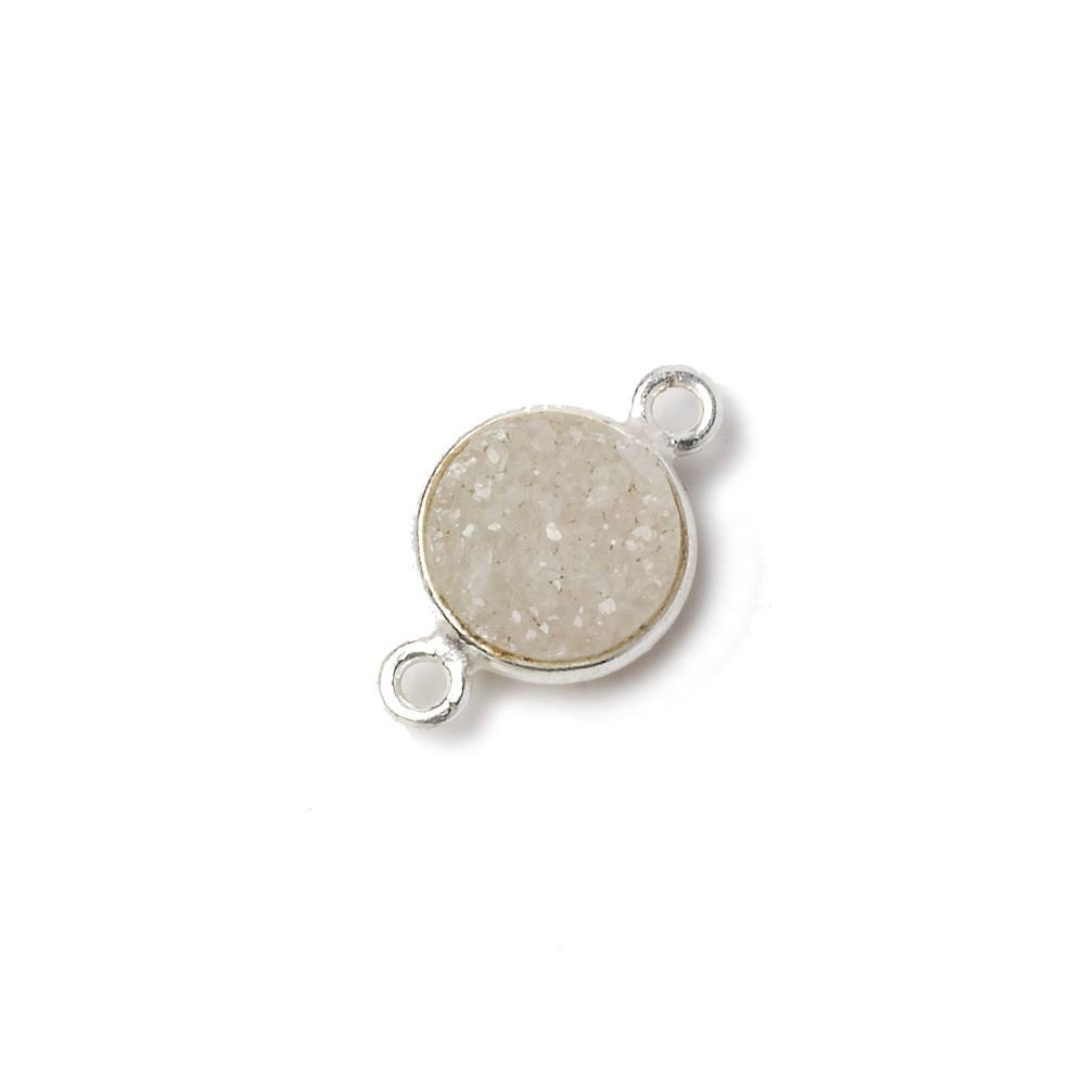 10.5mm Silver Bezel White Drusy Coin Connector set of 4 pcs - The Bead Traders