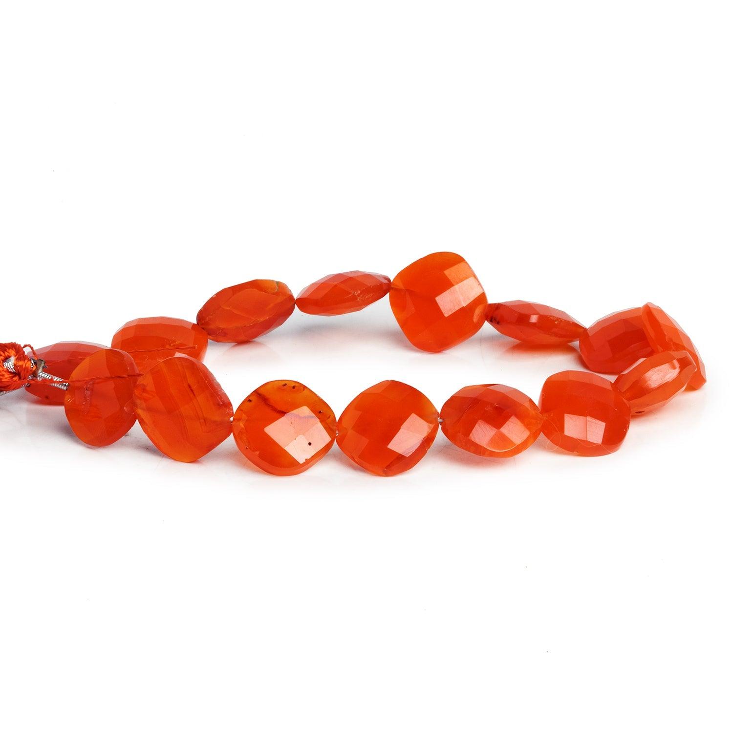 10mm-12mm Carnelian faceted pillow beads 8 inch 17 pieces - The Bead Traders