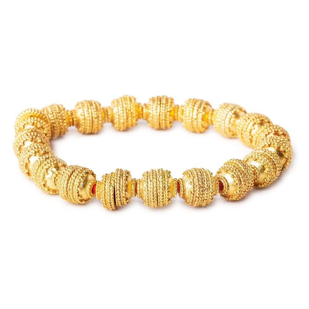 10mm 22kt Gold Plated Copper Bead Cap Horizontal Miligrain - The Bead Traders
