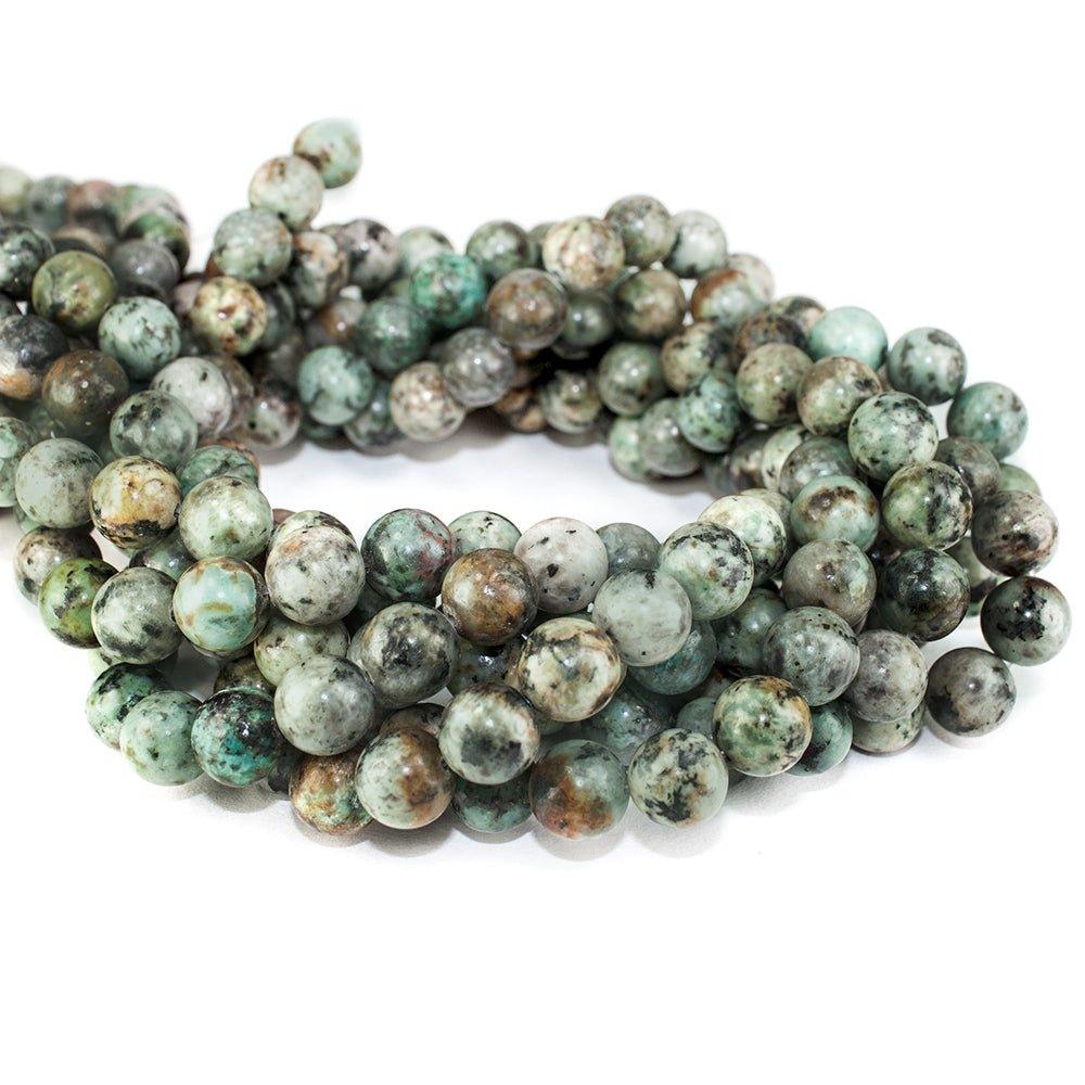 10mm African Turquoise polished round Beads 15 inch 37 pieces - The Bead Traders