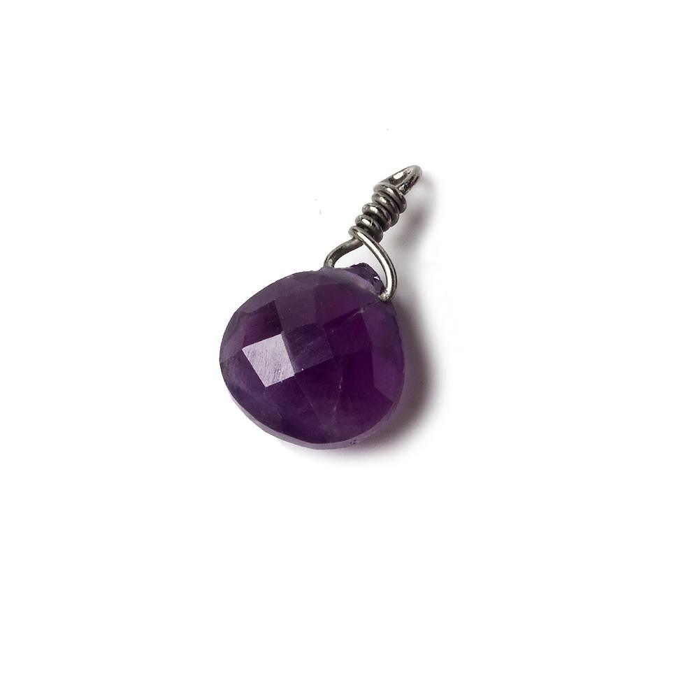 10mm Amethyst heart Black Gold Wire Wrapped Pendant 1 piece - The Bead Traders