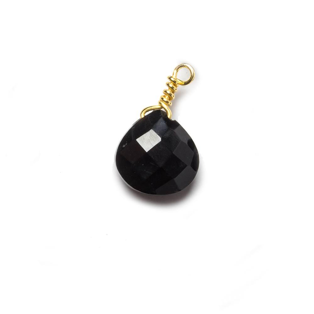 10mm Black Chalcedony heart Vermeil Wire Wrapped Pendant 1 piece - The Bead Traders