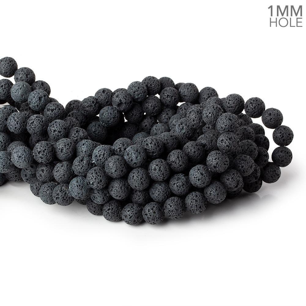 10mm Black Lava Rock Round Beads 15 inch 39 pcs - The Bead Traders