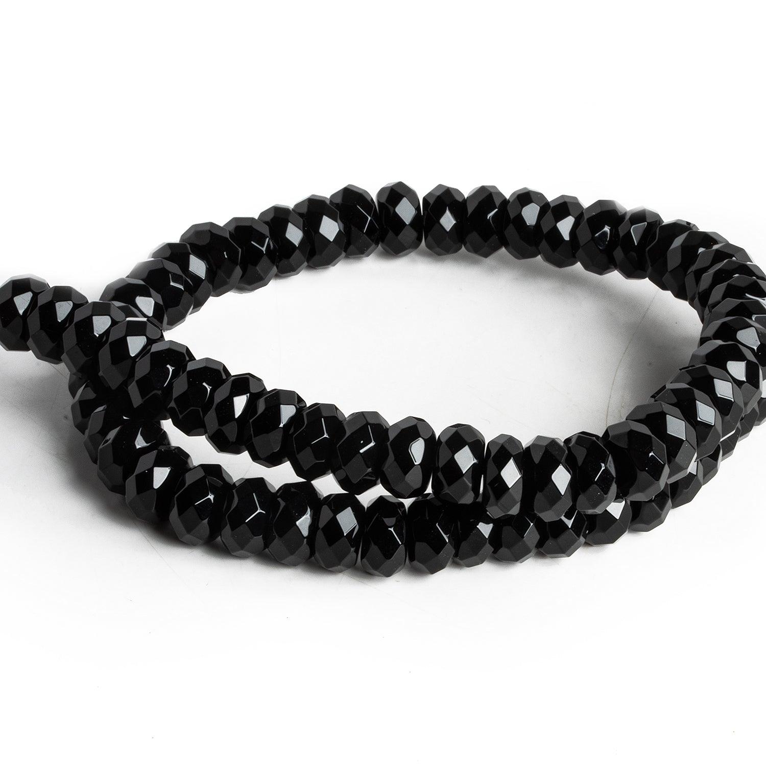 10mm Black Onyx Faceted Rondelles 15 inch 68 beads - The Bead Traders