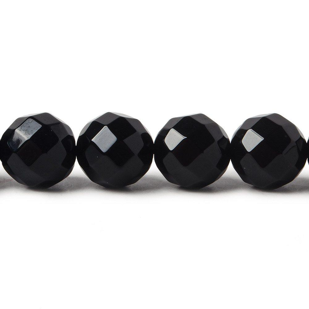 10mm Black Onyx faceted round beads 64 facet 15 inch 39 pieces - The Bead Traders