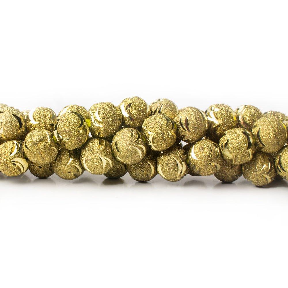 10mm Brass Diamond Cut Scalloped Round Beads, 8 inch - The Bead Traders