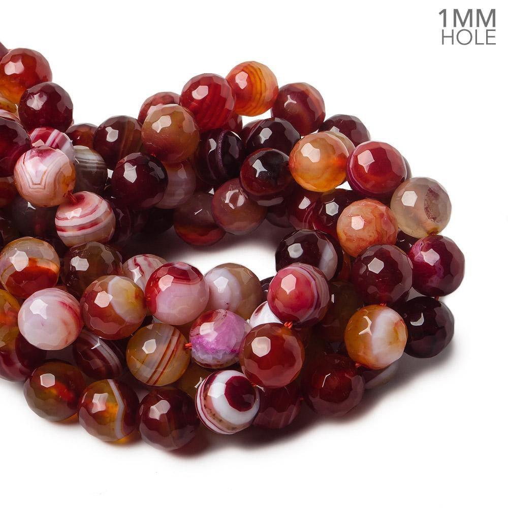 10mm Candy Reds Banded Agate faceted round beads 14 inch 37 pieces - The Bead Traders